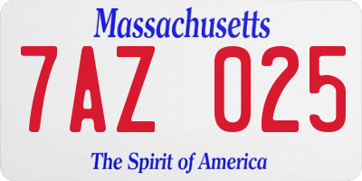 MA license plate 7AZ025