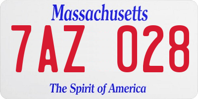 MA license plate 7AZ028