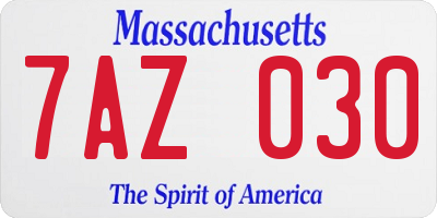 MA license plate 7AZ030