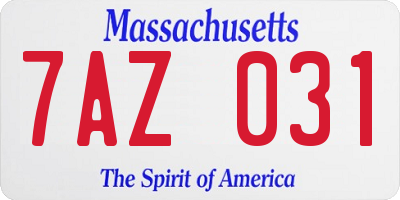 MA license plate 7AZ031