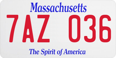 MA license plate 7AZ036