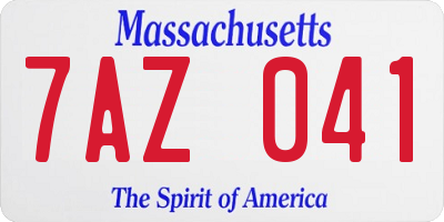 MA license plate 7AZ041