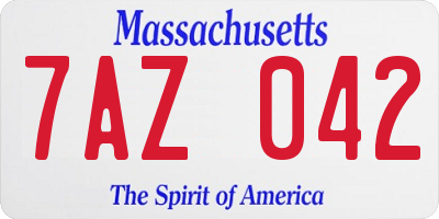 MA license plate 7AZ042