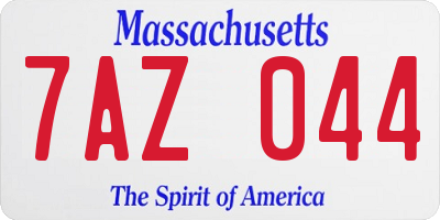 MA license plate 7AZ044