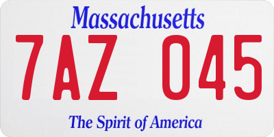 MA license plate 7AZ045