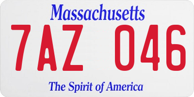 MA license plate 7AZ046