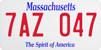 MA license plate 7AZ047