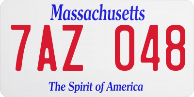 MA license plate 7AZ048