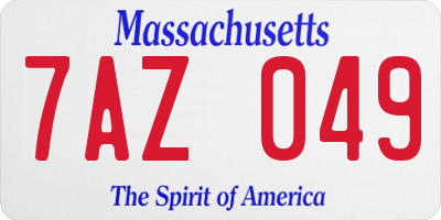 MA license plate 7AZ049