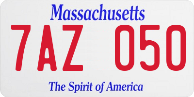 MA license plate 7AZ050