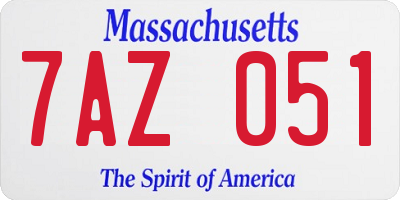 MA license plate 7AZ051