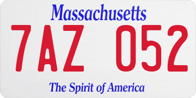 MA license plate 7AZ052