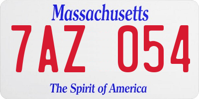 MA license plate 7AZ054