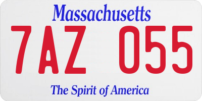 MA license plate 7AZ055