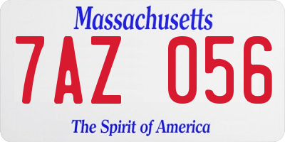 MA license plate 7AZ056