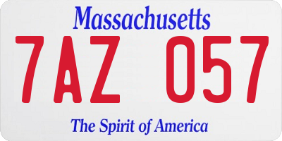 MA license plate 7AZ057