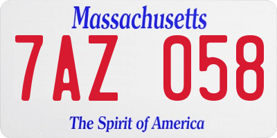MA license plate 7AZ058