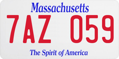 MA license plate 7AZ059