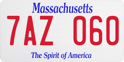 MA license plate 7AZ060