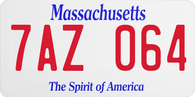 MA license plate 7AZ064
