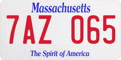 MA license plate 7AZ065