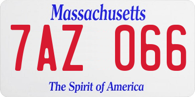 MA license plate 7AZ066