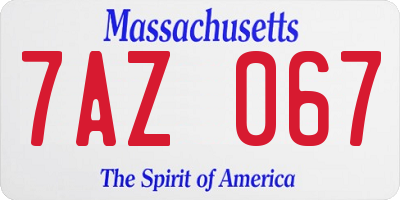 MA license plate 7AZ067