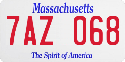 MA license plate 7AZ068