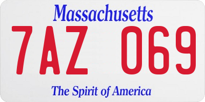 MA license plate 7AZ069