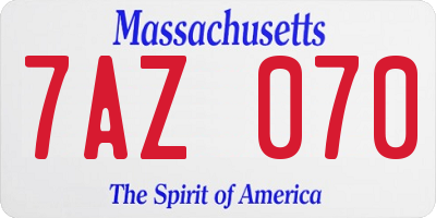 MA license plate 7AZ070