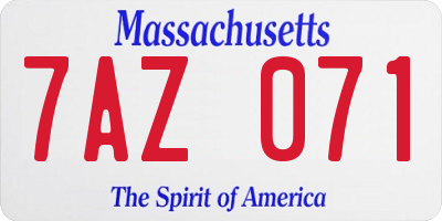 MA license plate 7AZ071
