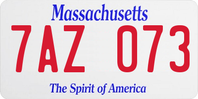 MA license plate 7AZ073