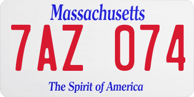 MA license plate 7AZ074