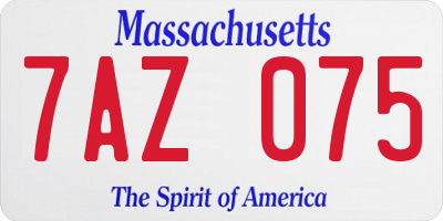 MA license plate 7AZ075