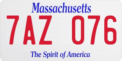 MA license plate 7AZ076