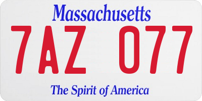 MA license plate 7AZ077