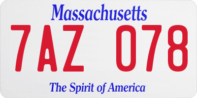 MA license plate 7AZ078