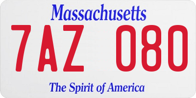 MA license plate 7AZ080