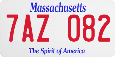 MA license plate 7AZ082