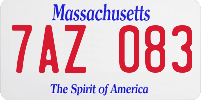 MA license plate 7AZ083