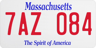 MA license plate 7AZ084
