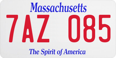 MA license plate 7AZ085