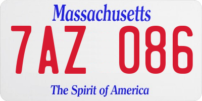 MA license plate 7AZ086