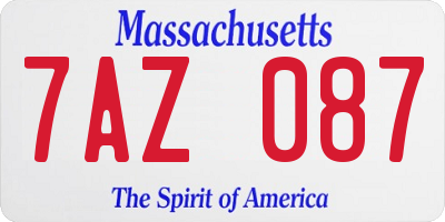 MA license plate 7AZ087