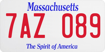 MA license plate 7AZ089