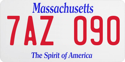 MA license plate 7AZ090