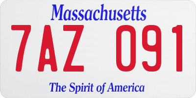 MA license plate 7AZ091