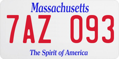 MA license plate 7AZ093