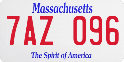 MA license plate 7AZ096
