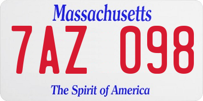 MA license plate 7AZ098